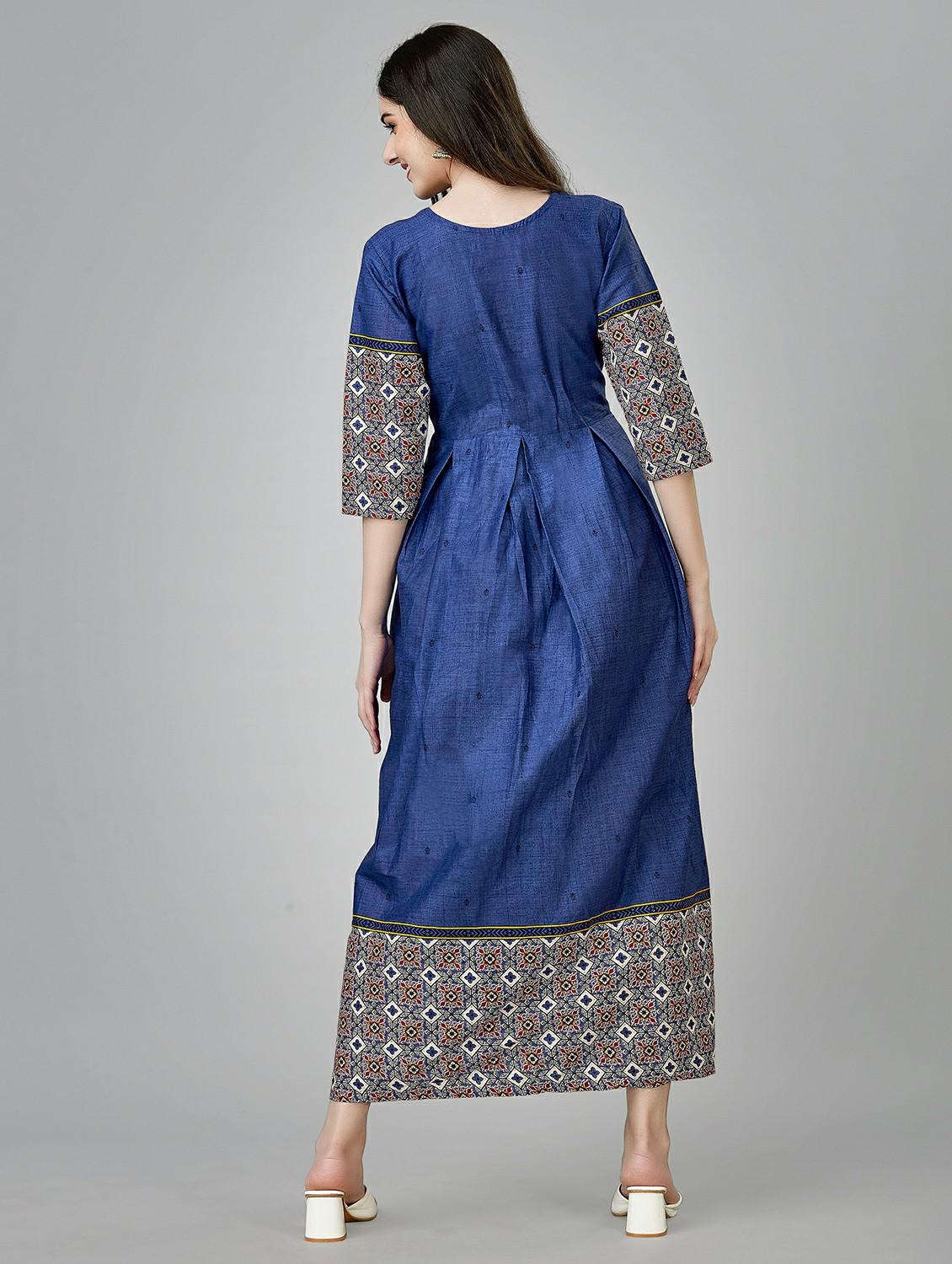 blue colored a-line kurta - 20317952 - Standard Image - 2