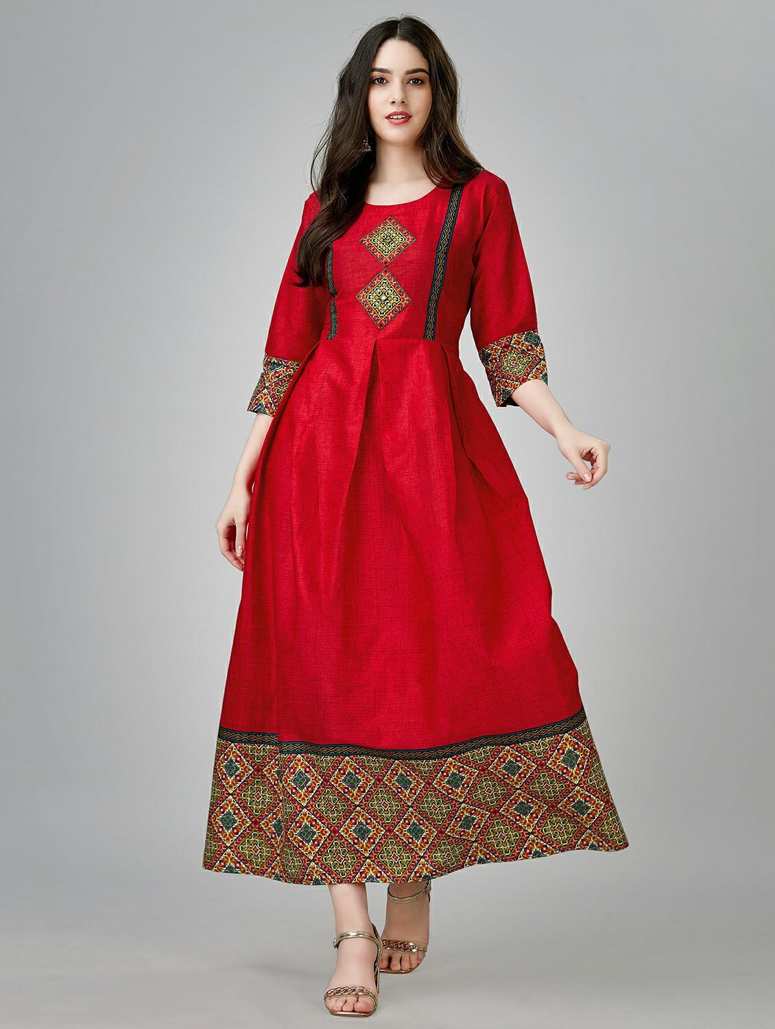 red colored a-line kurta - 20317959 -  Zoom Image - 0
