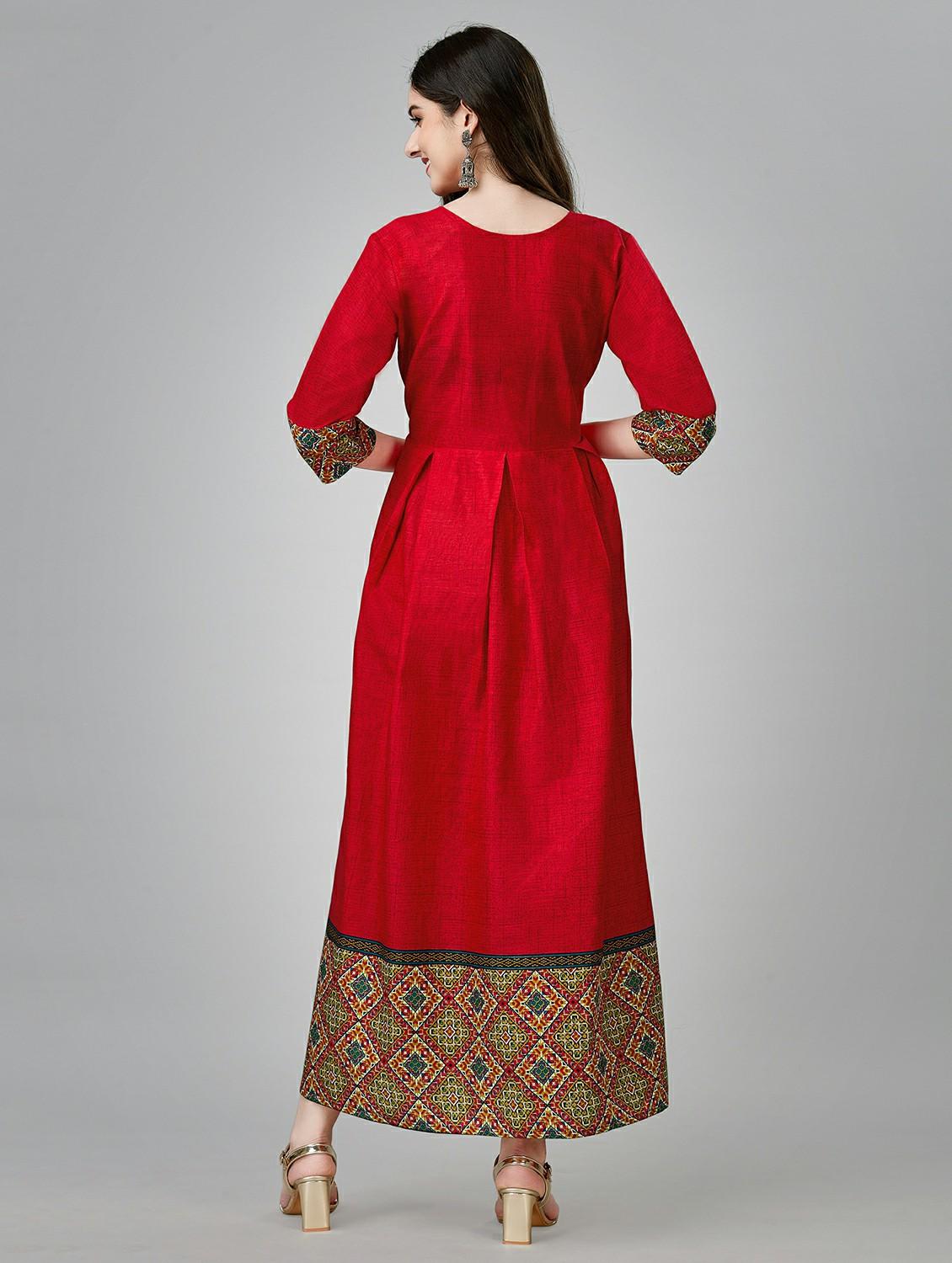 red colored a-line kurta - 20317959 - Standard Image - 2