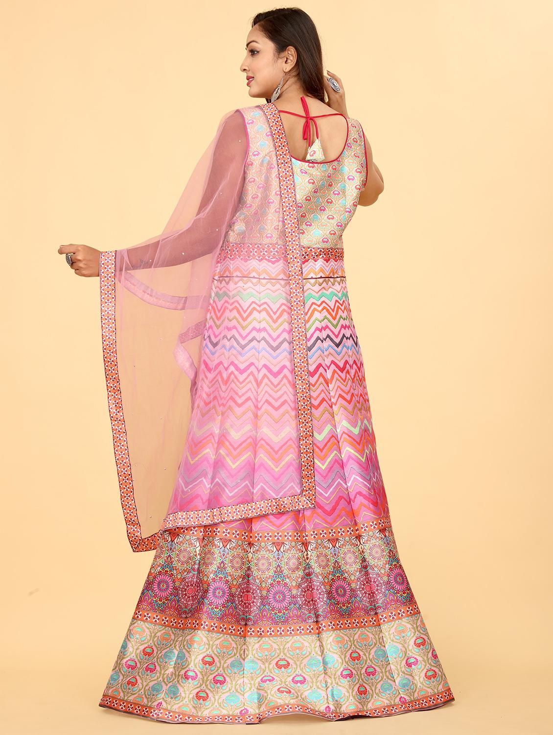 pink silk flared gown - 20318215 - Standard Image - 2