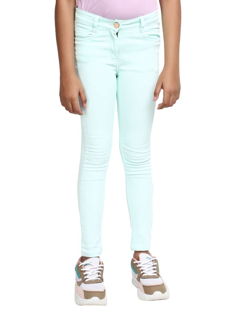 girls solid slim fit jeans