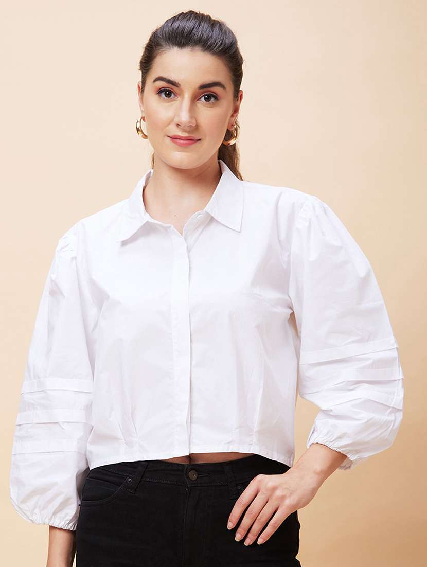 women white cotton shirt style top
