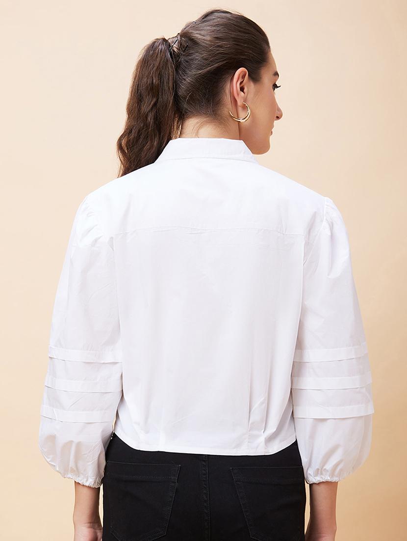 women white cotton shirt style top - 20318628 - Standard Image - 2