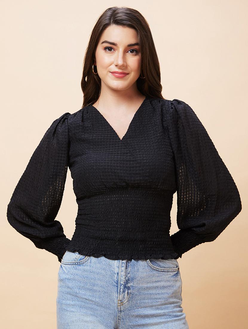 women black polyester regular top - 20318632 - Zoom Image - 0