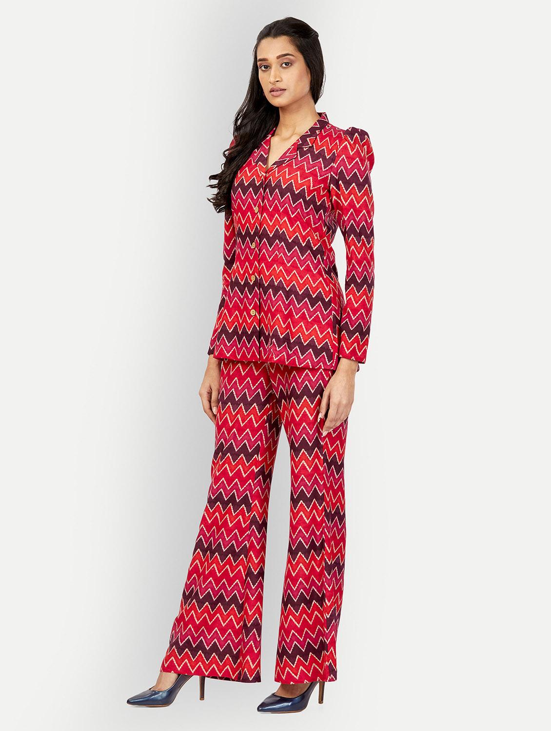 women multi color lapel neck co-ord sets - 20318831 - Standard Image - 2
