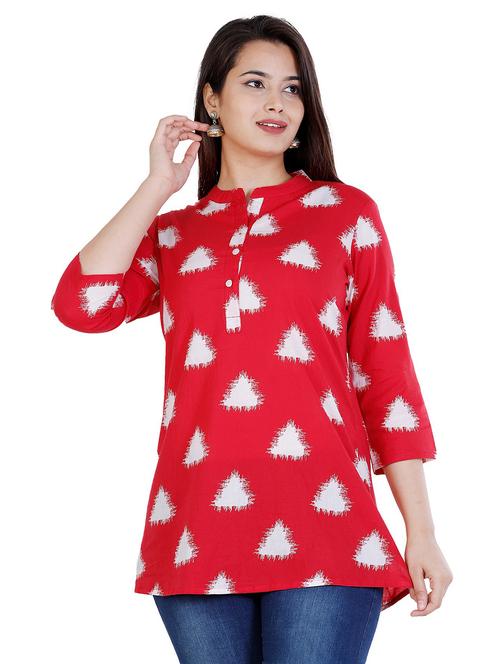 red printed a-line tunic - 20319332 -  Standard Image - 0