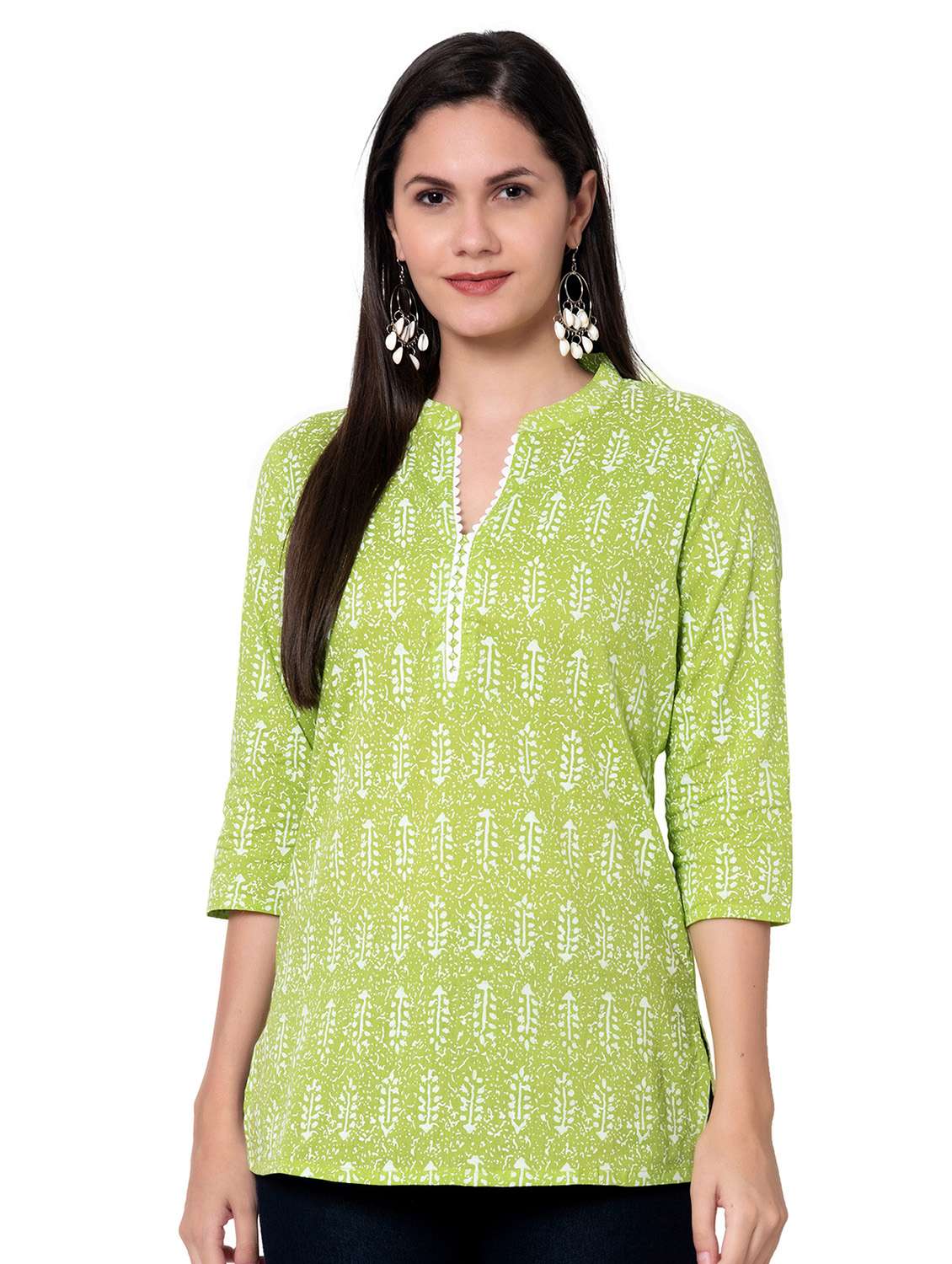 lime printed regular tunic
