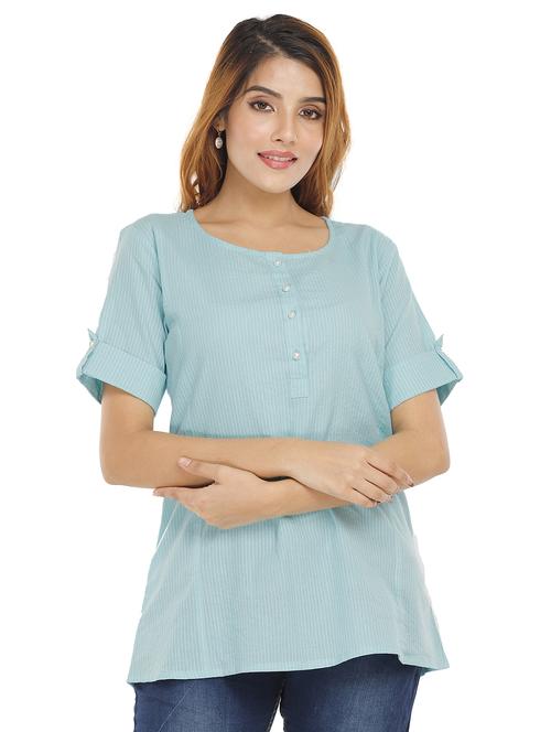 purist blue self design regular tunic - 20319389 -  Standard Image - 0