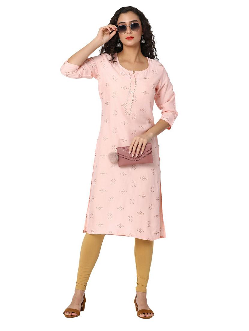 women rosewater round neck straight kurta - 20319651 - Standard Image - 2