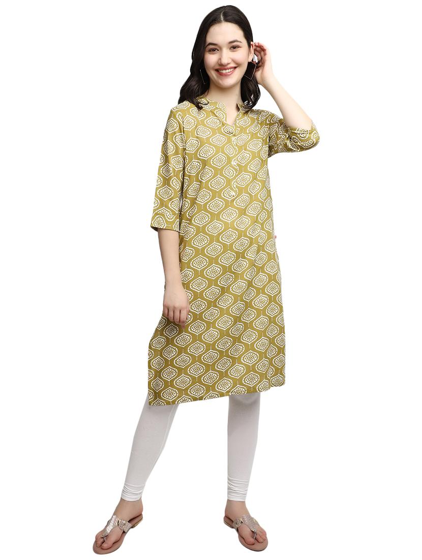 printed mandarin neck straight kurta - 20319691 - Standard Image - 2