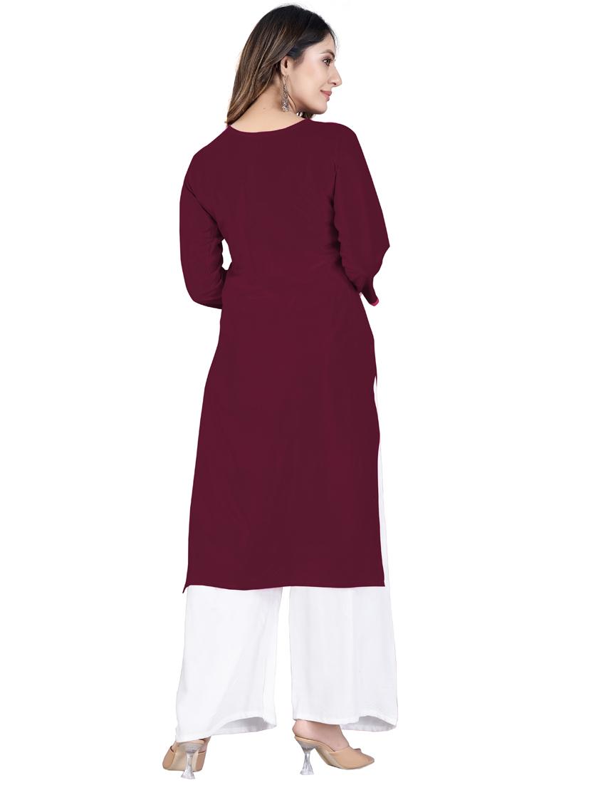 chikankari work straight kurta with palazzo - 20321360 - Standard Image - 2