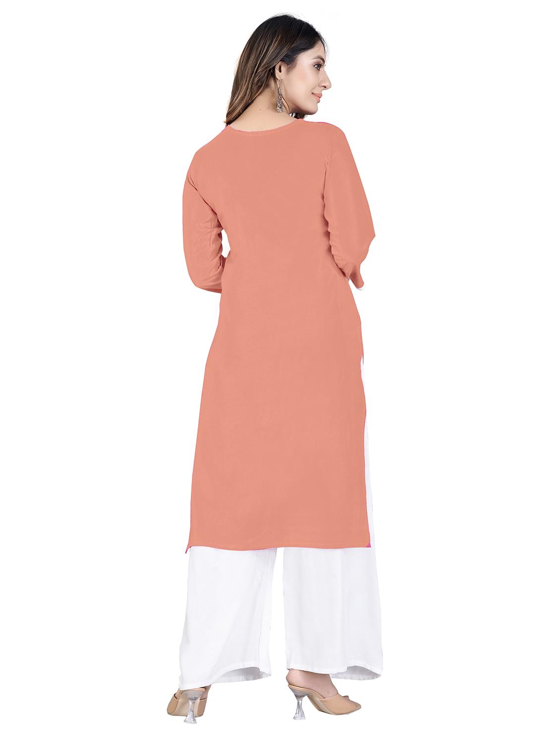 chikankari work straight kurta and palazzo set - 20321361 - Standard Image - 2