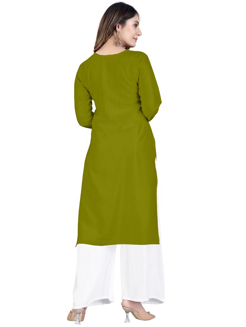 chikankari work straight kurta with palazzo - 20321363 - Standard Image - 2