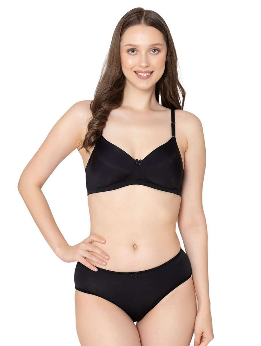 women solid bra and panty set