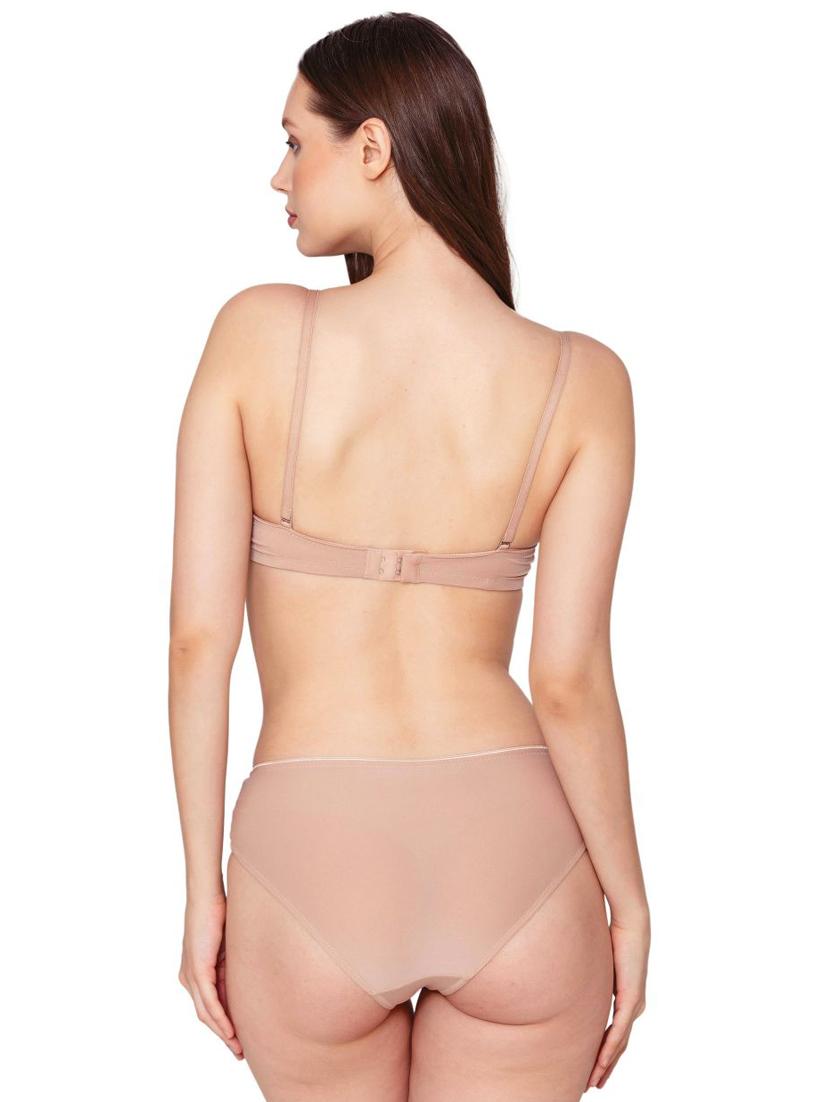 beige solid bra and panty set - 20322095 - Standard Image - 2