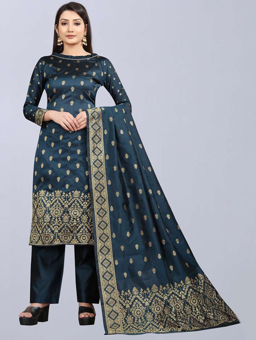 teal colored unstiched dress