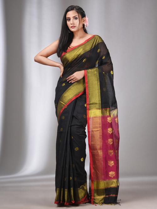 women's self design black colored saree with blouse - 20322483 - Standard Image - 0