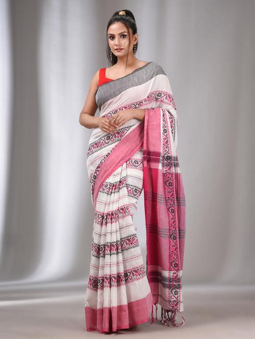 women's printed white colored saree with blouse - 20322495 - Standard Image - 0