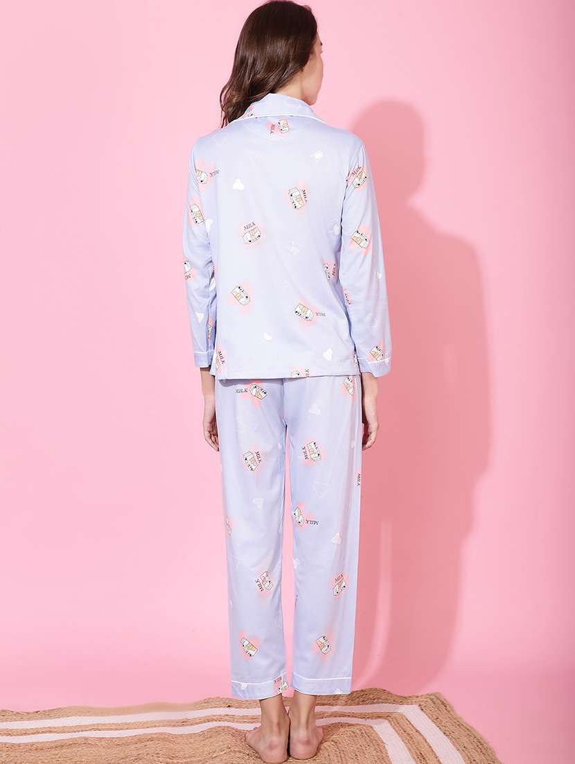blue quirky print pyjama set nightwear - 20322505 -  Standard Image - 2