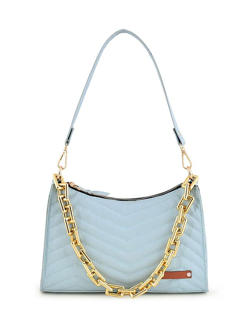 blue leatherette (pu) hobo handbag