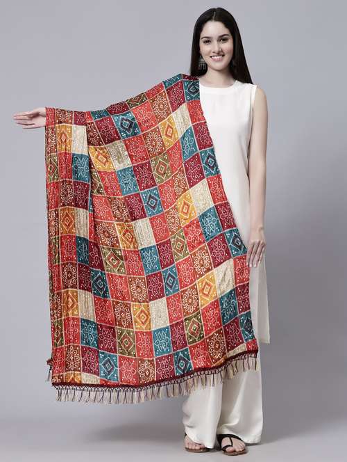 multi colored bandhani dupatta - 20322770 - Standard Image - 0