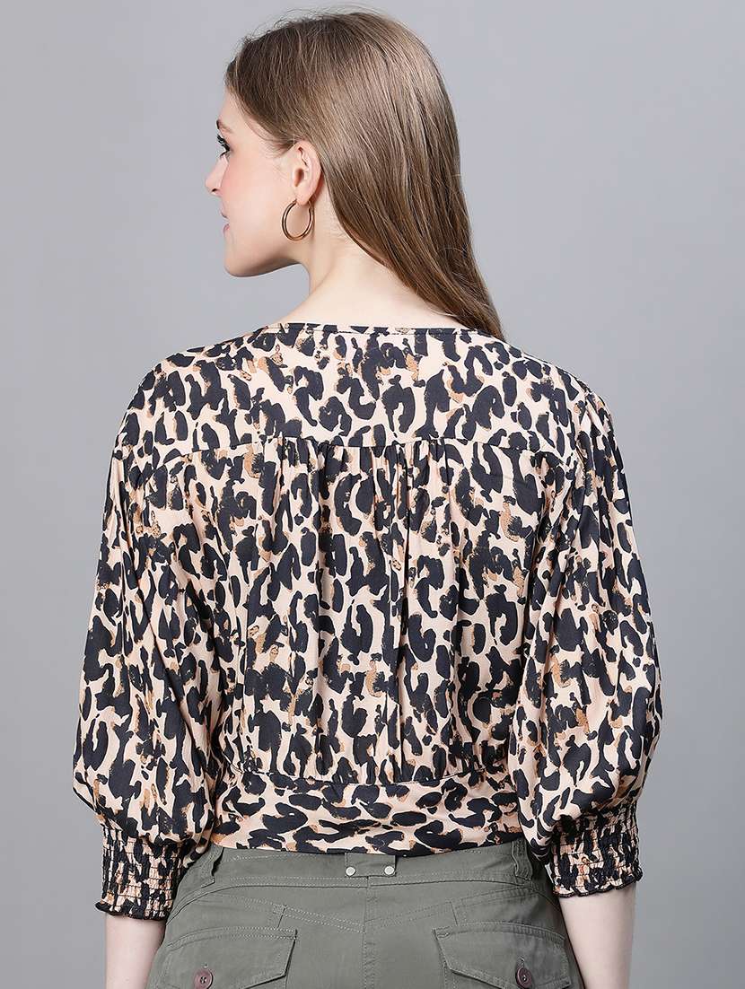 beige animal print crop top - 20322883 - Standard Image - 2