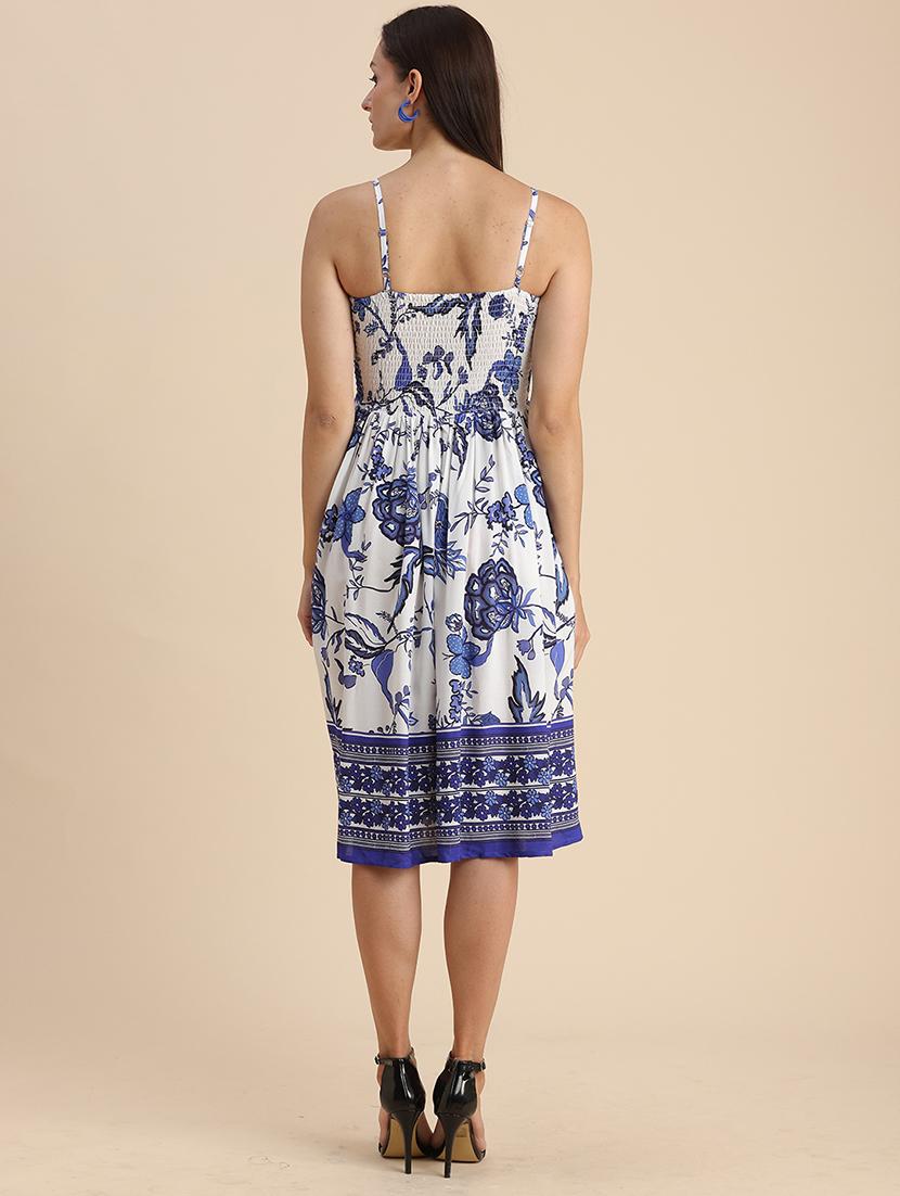 white floral print shoulder strap a-line dress - 20322924 - Standard Image - 2