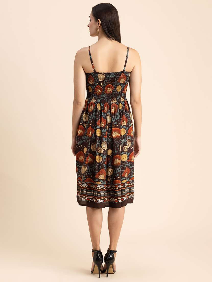  floral print shoulder strap fit & flare dress - 20322926 -  Standard Image - 2