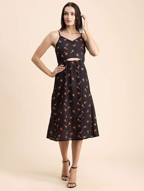  floral print shoulder strap a-line dress - 20322934 -  Standard Image - 0