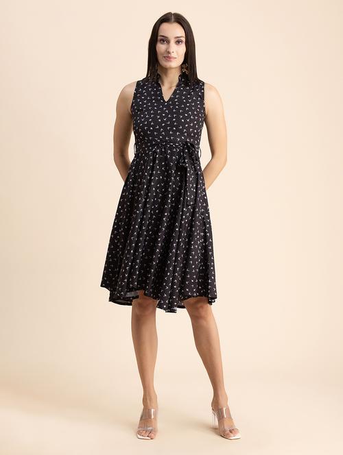 black printed empire line dress - 20322955 - Standard Image - 0