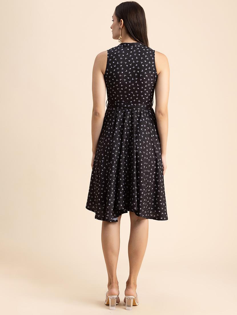 black printed empire line dress - 20322955 - Standard Image - 2