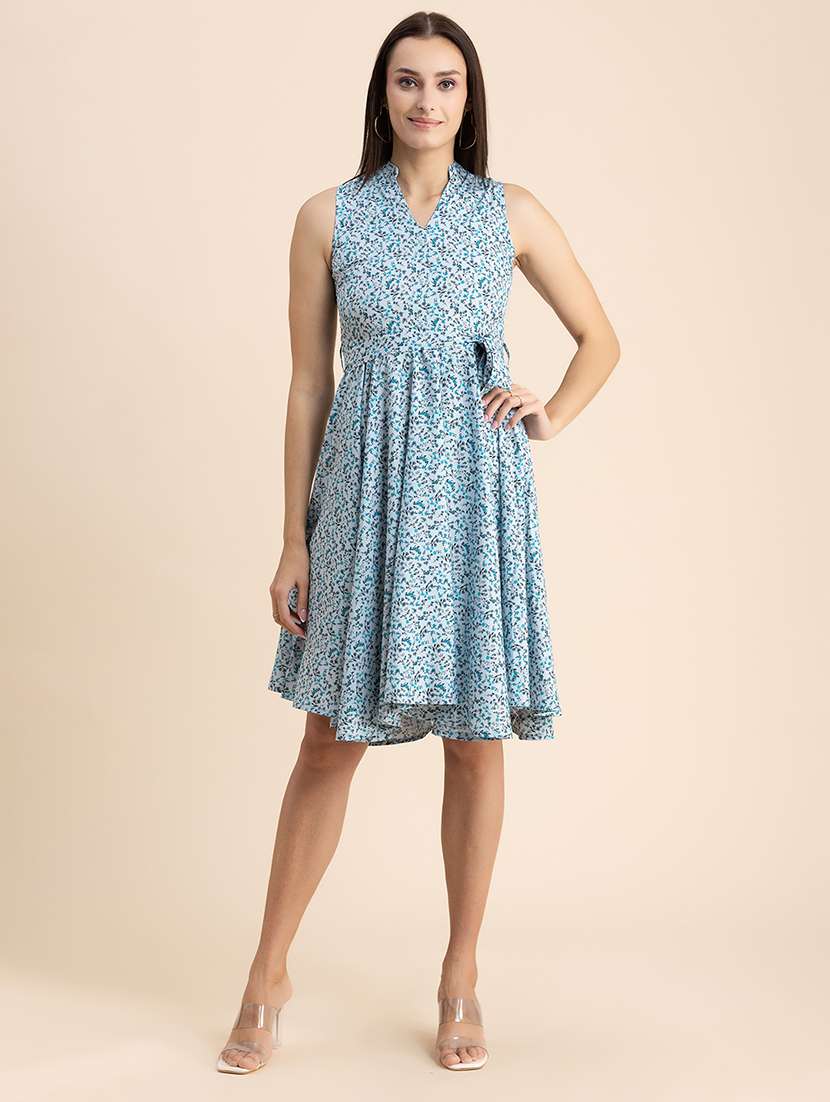 purist blue floral fit & flare dress