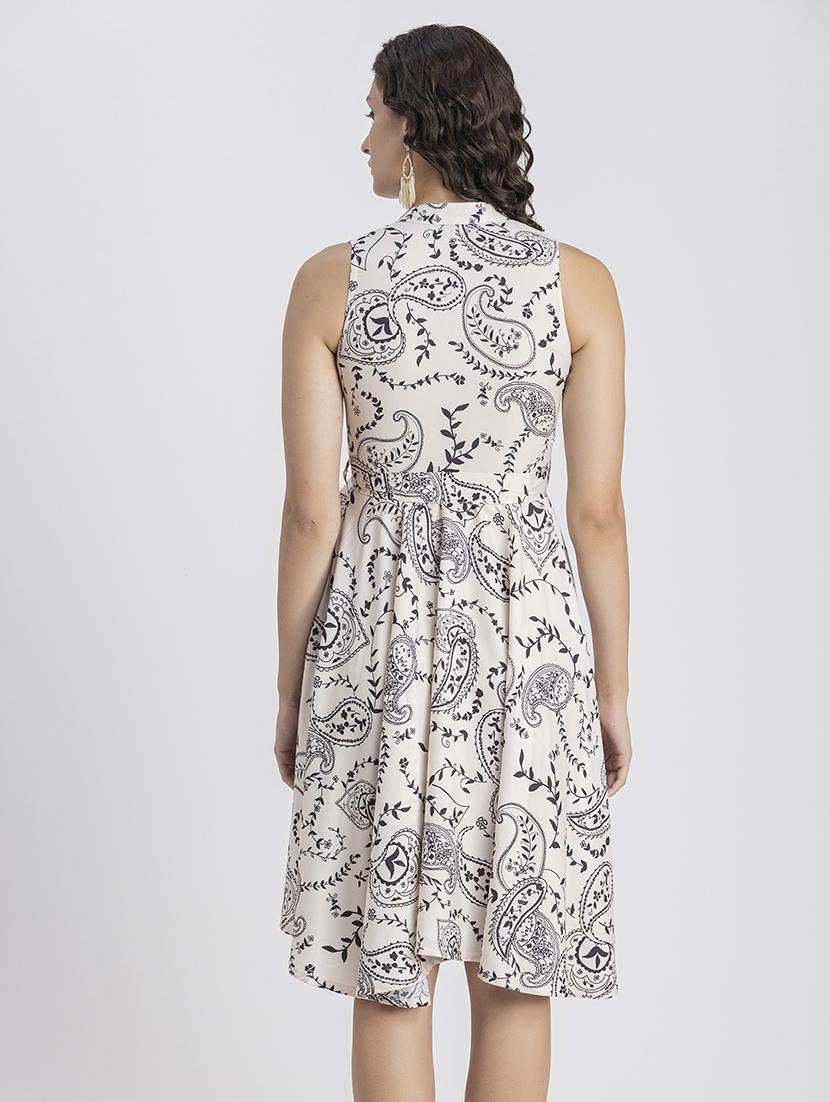 beige paisley print empire line dress - 20322959 - Standard Image - 2