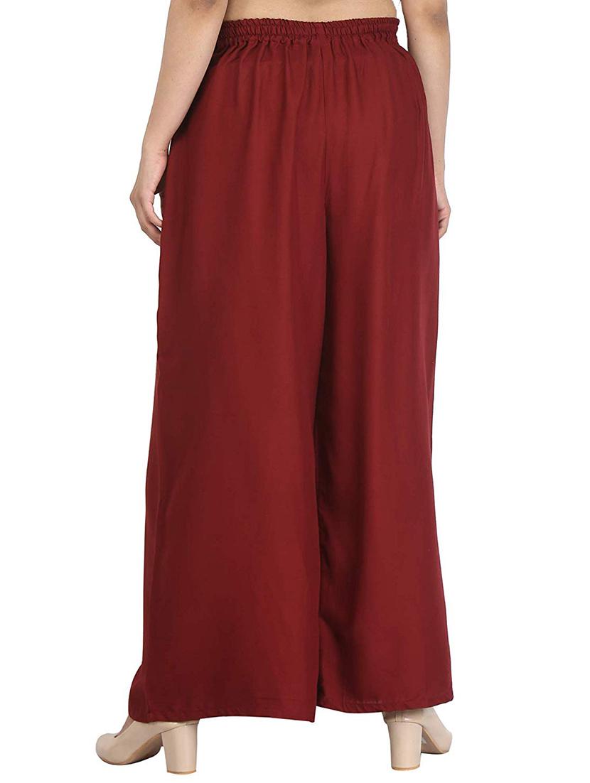 women maroon solids palazzo - 20322973 - Standard Image - 2