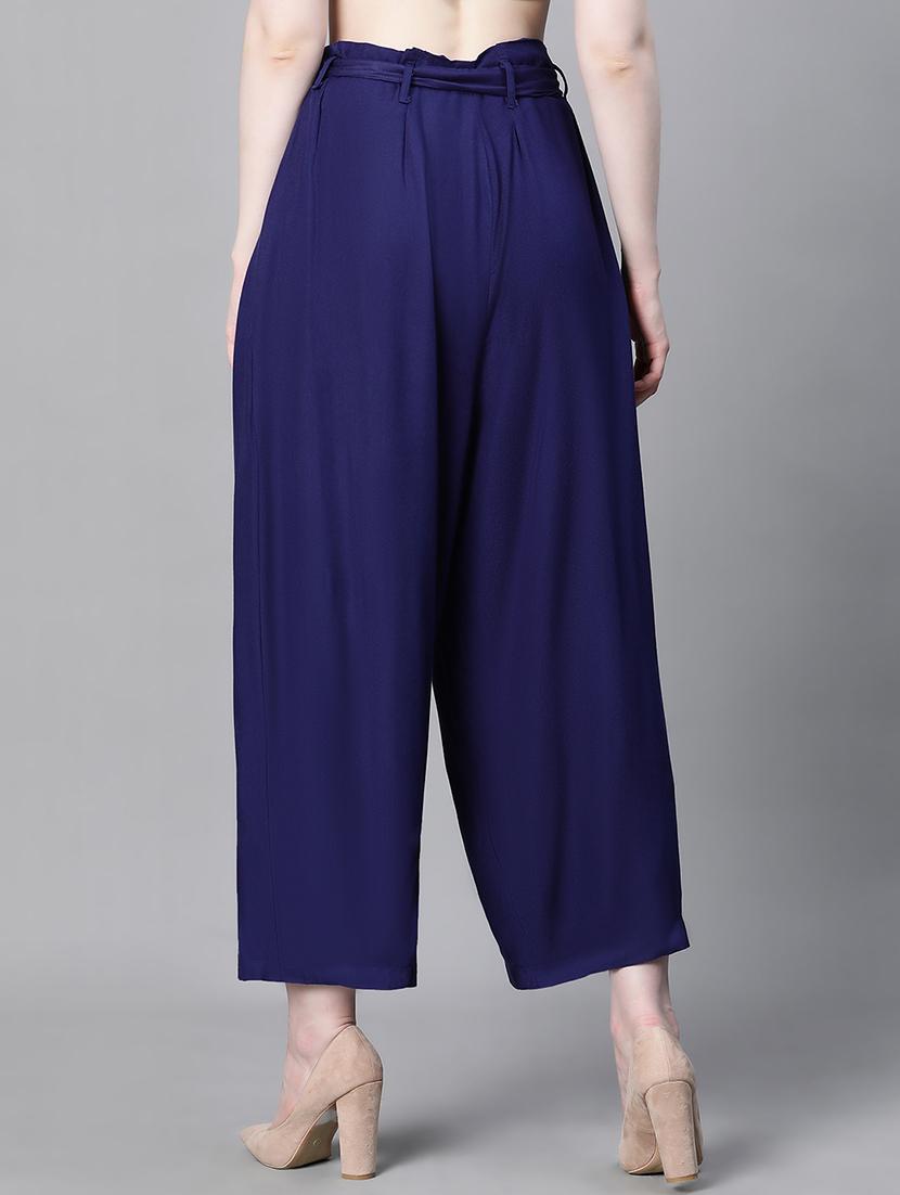 solid navy blue pleated trouser - 20323062 - Standard Image - 2