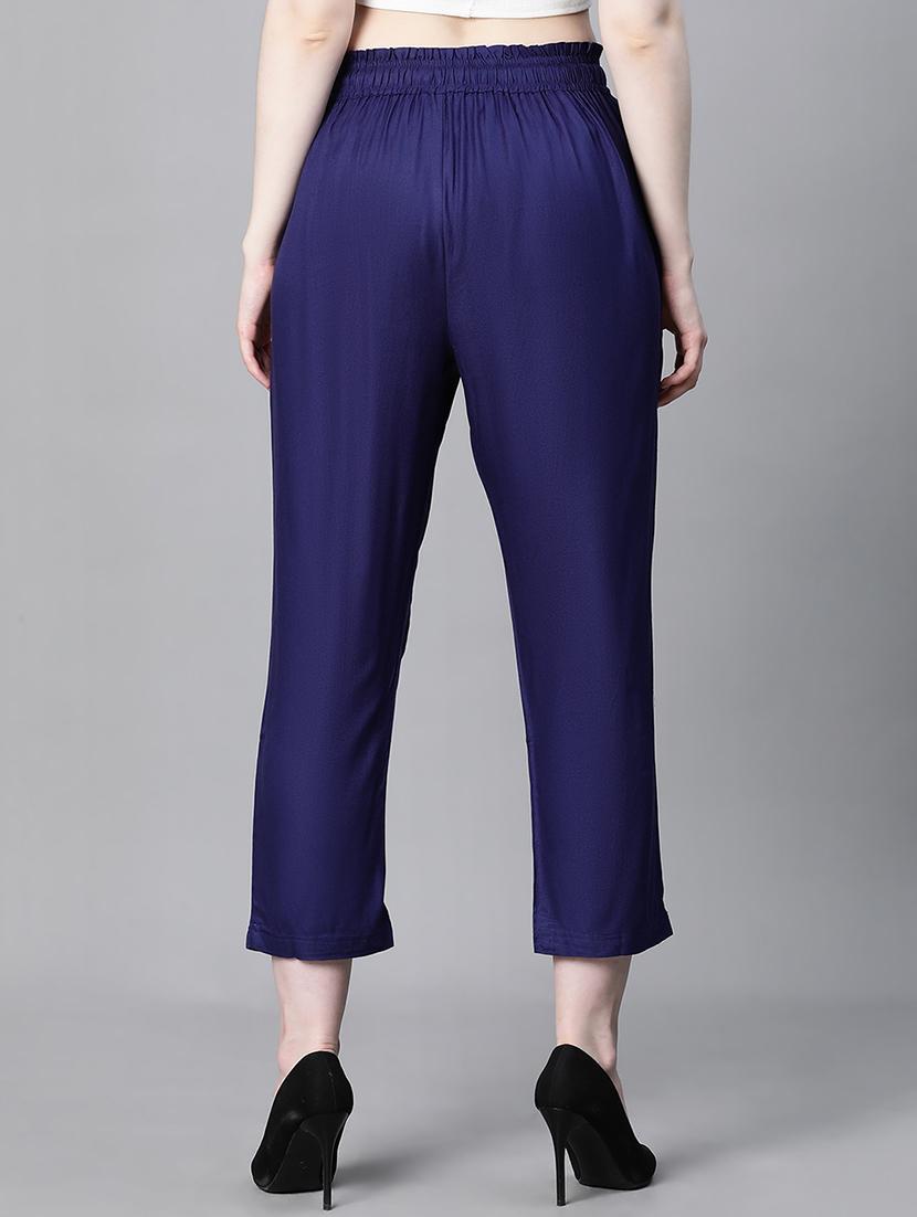 solid navy blue flat front trouser - 20323065 - Standard Image - 2