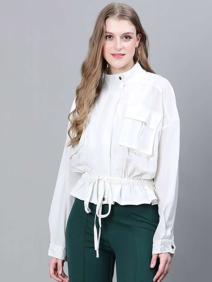 white solid peplum jacket - 20323102 - Zoom Image - 0