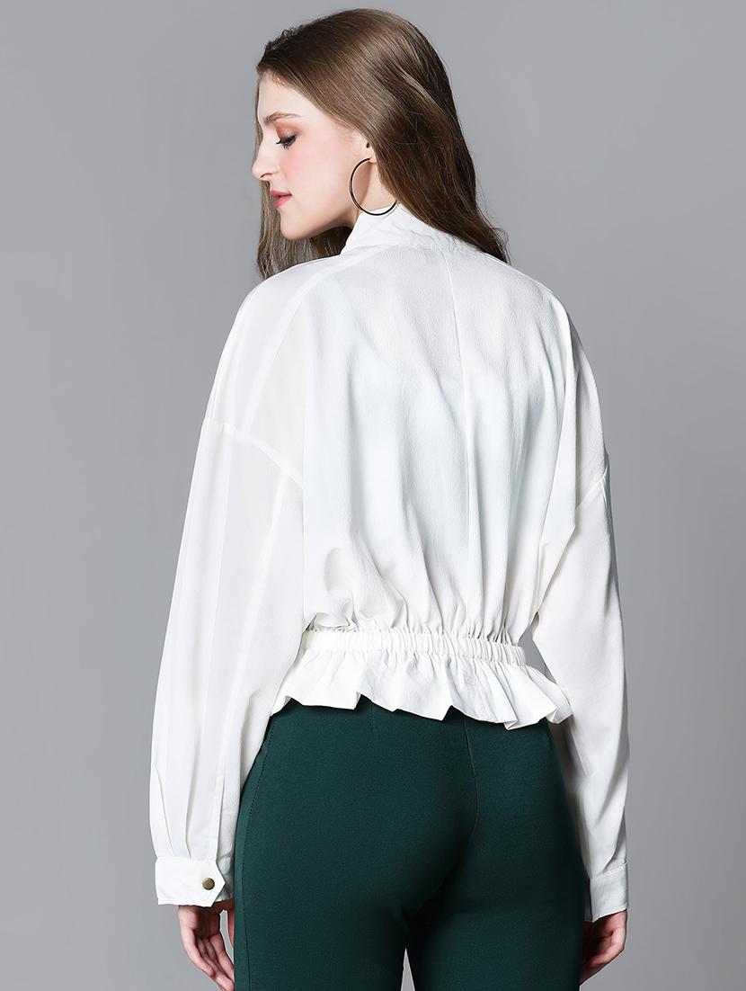 white solid peplum jacket - 20323102 - Standard Image - 2