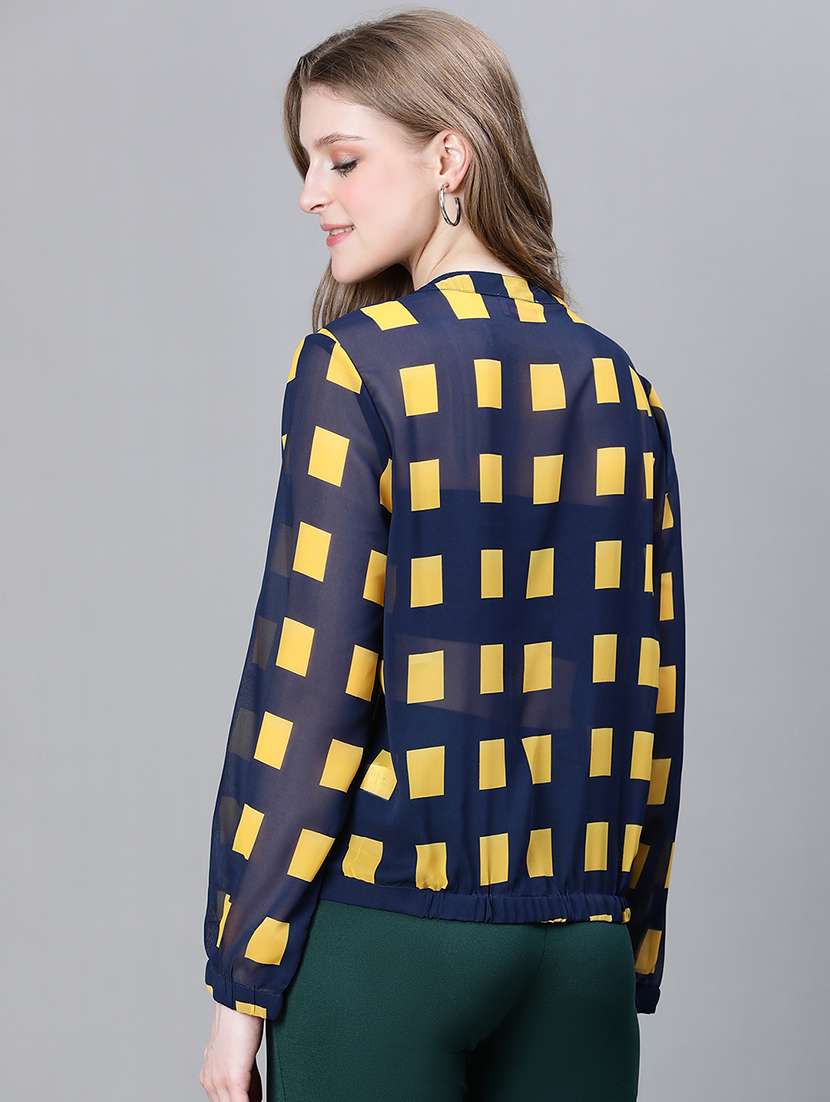 navy blue geometric print summer jacket  - 20323111 -  Standard Image - 2