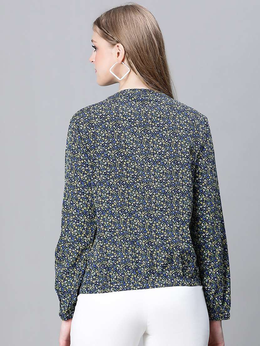 black floral print regular jacket - 20323116 - Standard Image - 2