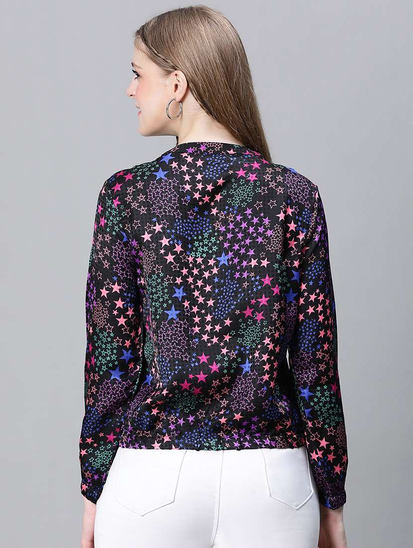 black graphic print regular jacket - 20323119 -  Standard Image - 2