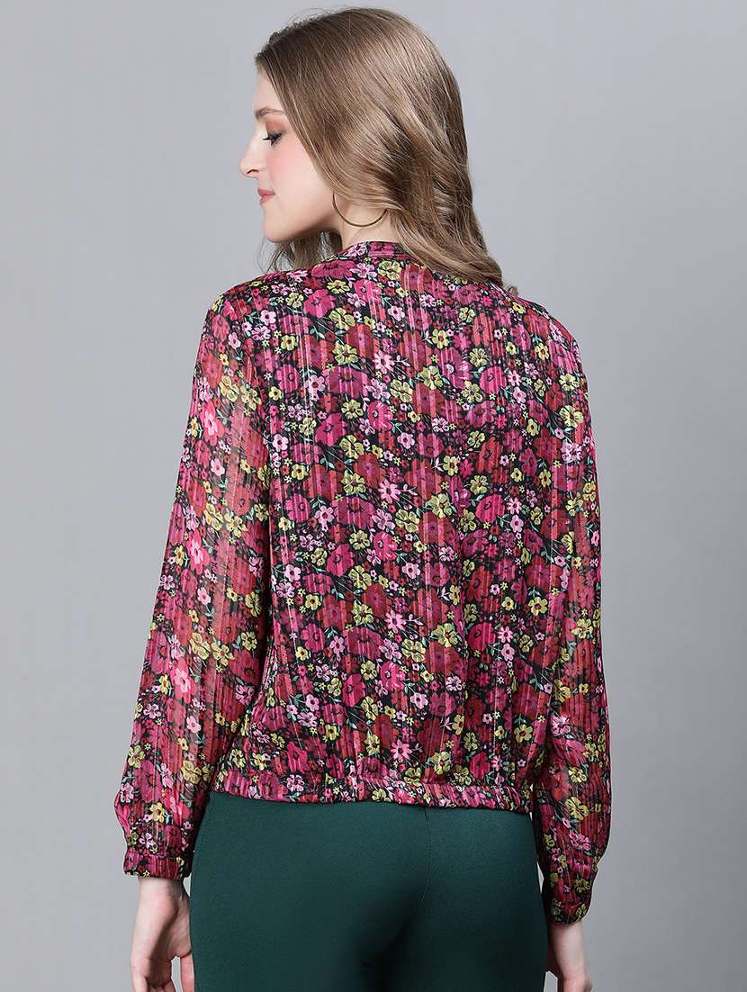 multi color floral print regular jacket - 20323123 -  Standard Image - 2