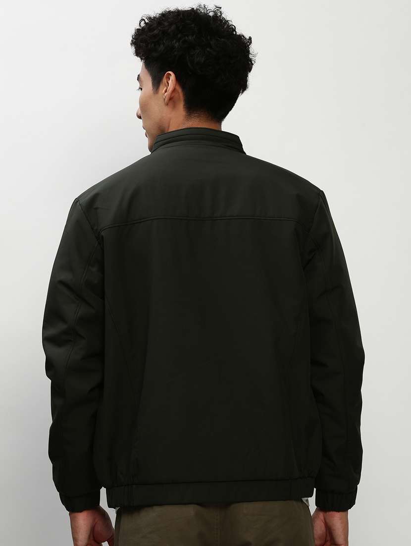olive green nylon bomber jacket - 20325233 - Standard Image - 2