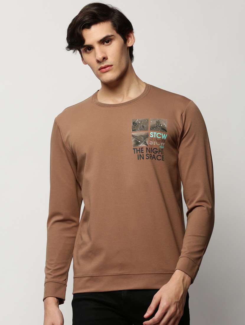 men long sleeves front & back printed sweatshirt 