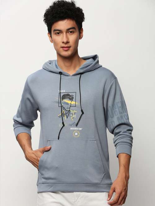 men blue cotton regular sweatshirt - 20325399 -  Standard Image - 0
