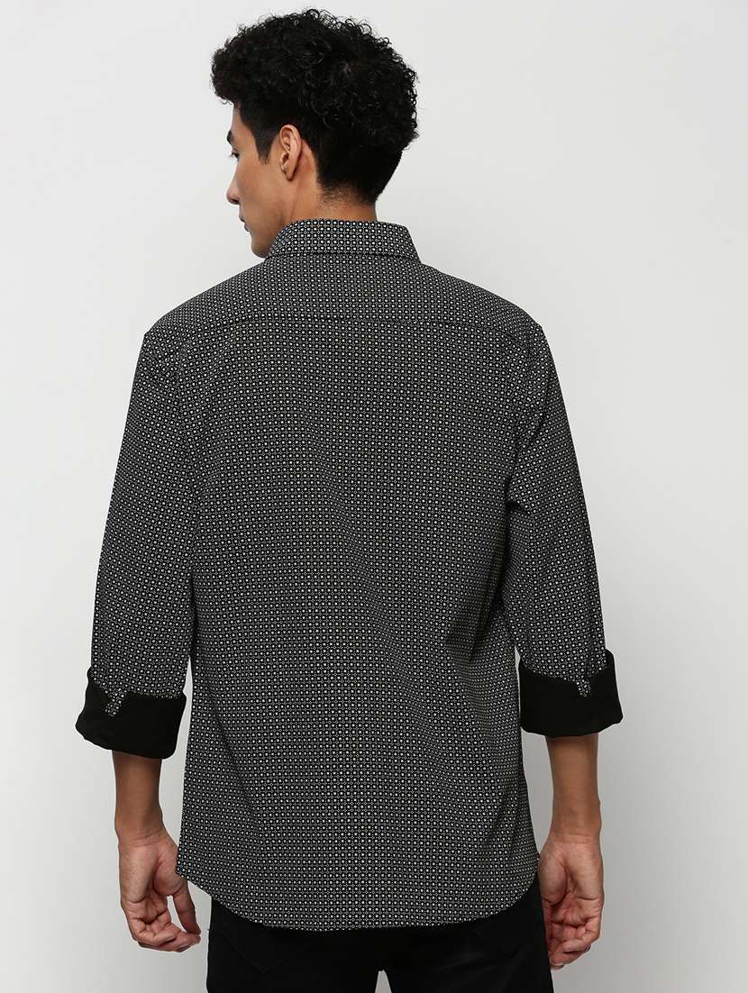 mens micro print casual shirt - 20325427 -  Standard Image - 2