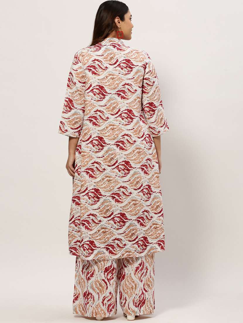 white printed full leg jumpsuit with shrug - 20325542 -  Standard Image - 2