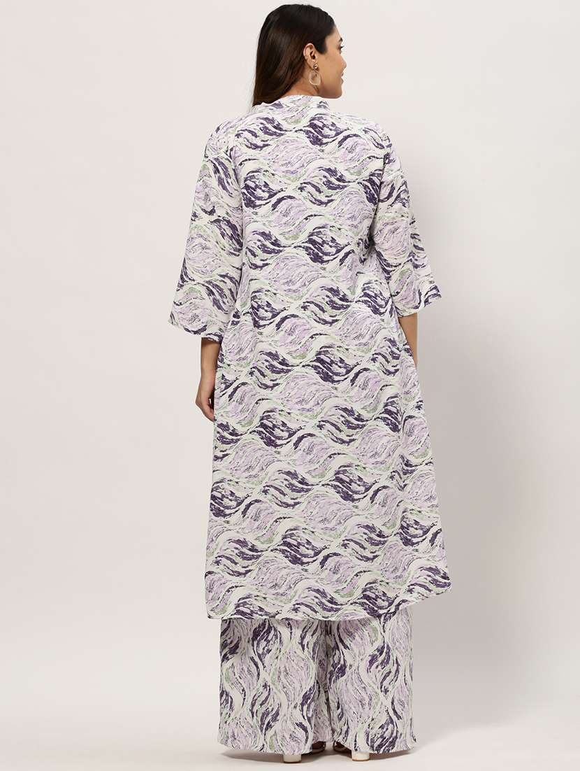 white printed full leg jumpsuit with shrug - 20325543 -  Standard Image - 2