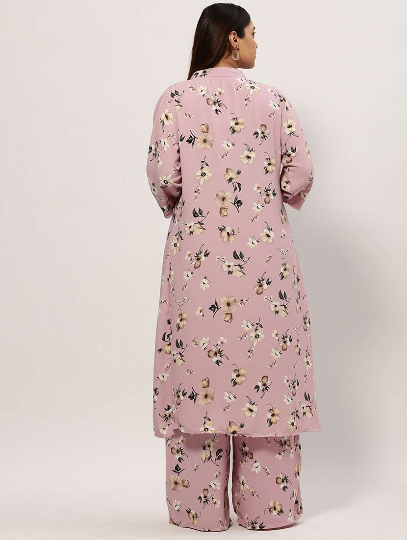 pink floral full leg jumpsuit with shrug - 20325544 -  Standard Image - 2