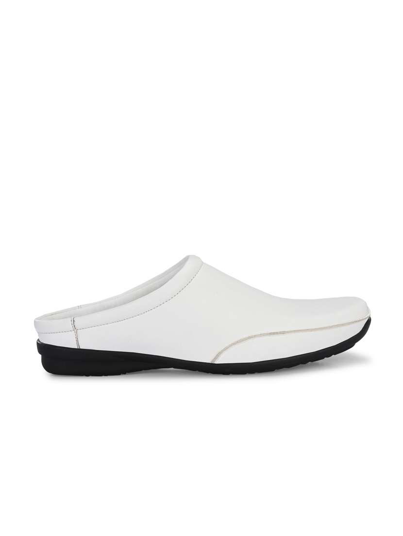 men solid white slip on mule - 20325581 - Standard Image - 2